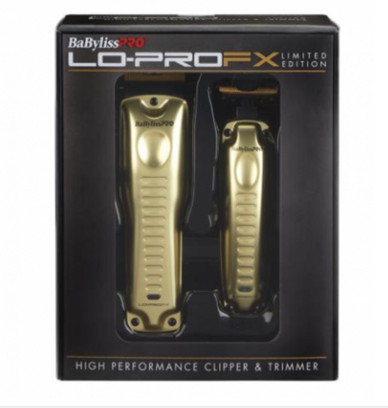 BaByliss PRO Lo-Pro Limited Edition High Performance Clipper & Trimmer Collection Set - Gold (FXHOLPKLP-G)