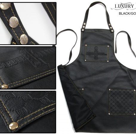 BarberGeeks luxury life barber apron - black & gold stitches