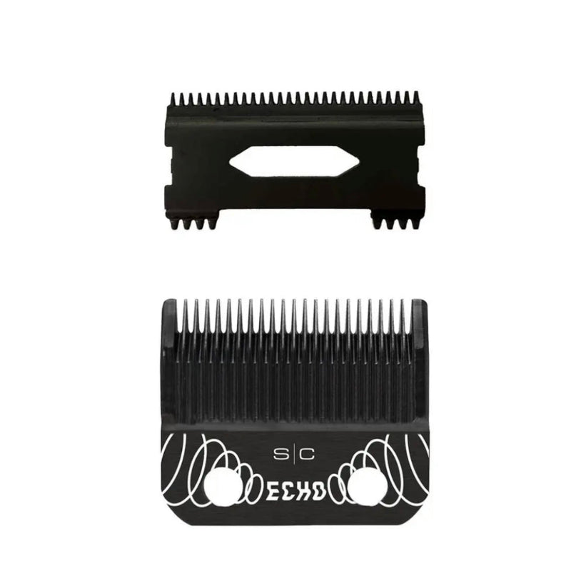 StyleCraft replacement echo fixed black diamond carbon dlc hair clipper blade with shallow tooth 2.0 cutter set SC544B