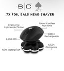 Stylecraft S|C ace bald head shaver – professional 7x foil bald head cordless shaver with supercharged motor – SC804B