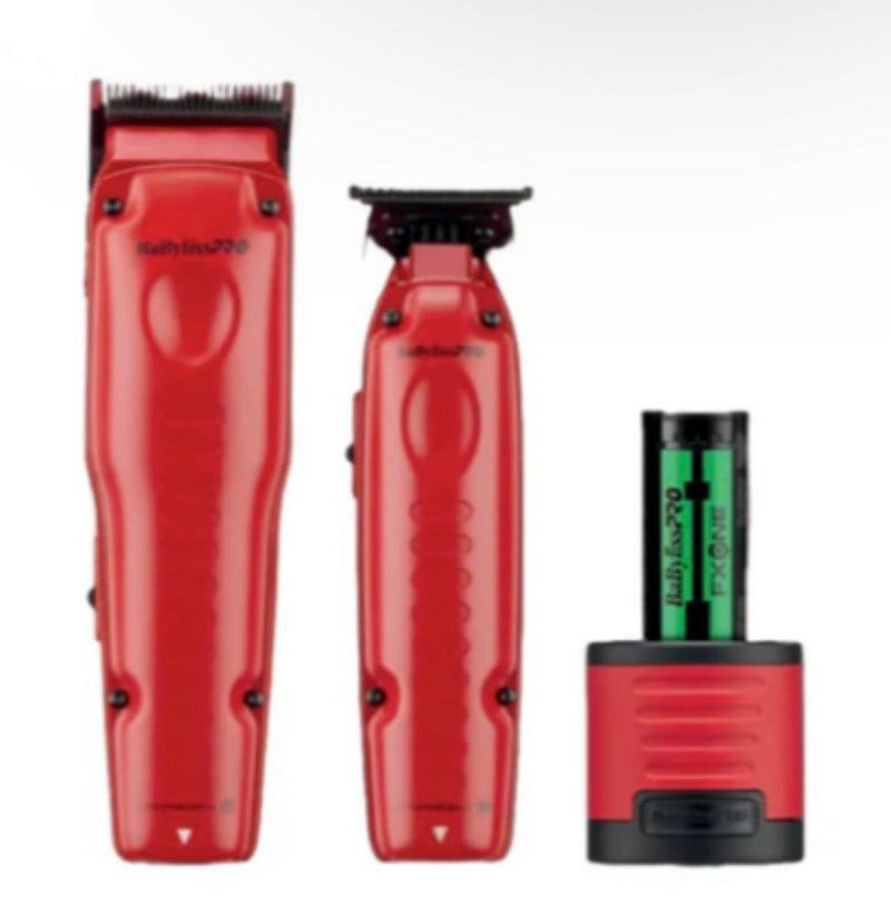BabylissPRO FXONE Lo-pro Clipper & Trimmer Combo Set – Matte Red (FX129MRPK)