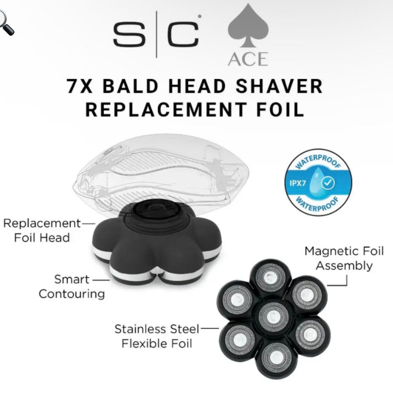 Stylecraft S|C replacement stainless steel foil head compatible with the ace 7x bald head shaver – SC546S
