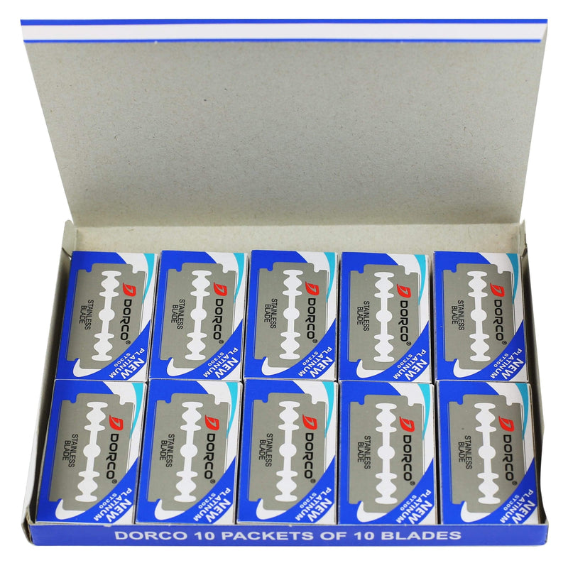 Dorco ST300 blue double edge razor blades 100 count