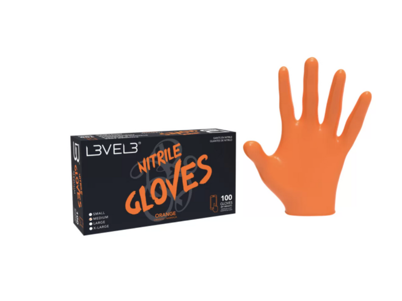 L3VEL3™ PROFESSIONAL NITRILE GLOVES 100ct – ORANGE