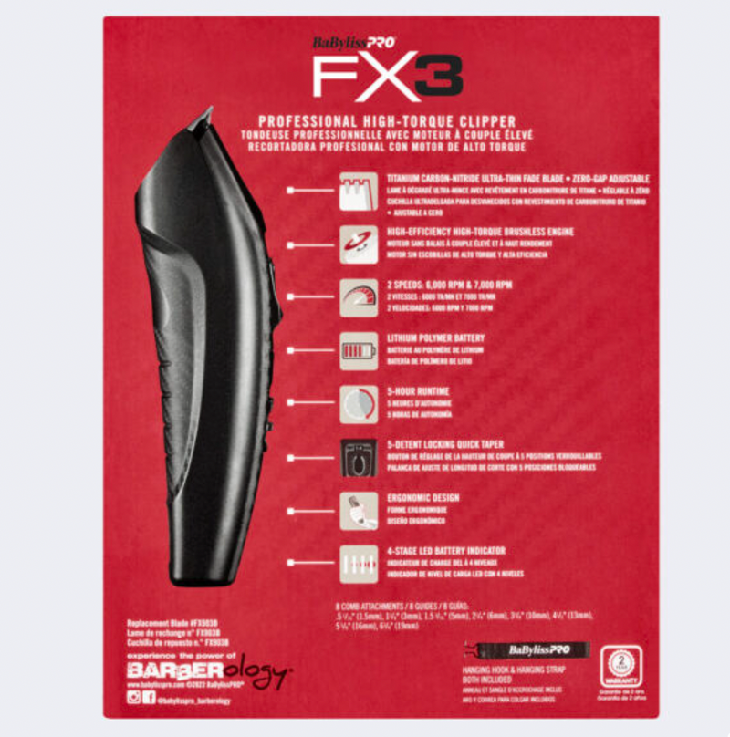 Babylisspro Black FX3 High Torque Cordless Clipper FXX3CB