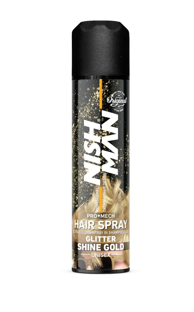 Nishman Glitter Hair Spray shine Gold 5 oz