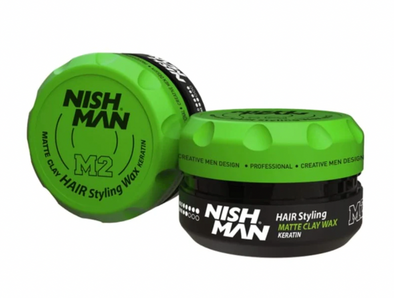 Nishman M2 Strong Hold Low Shine Hair Styling Matte Clay Wax - Keratin (100ml/3.4oz)