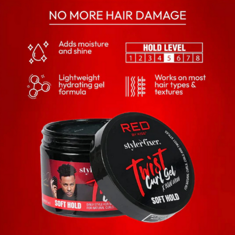 Red by Kiss Styler\Fixer Twist Curl Gel  X BowWow  “Soft Hold” 6oz