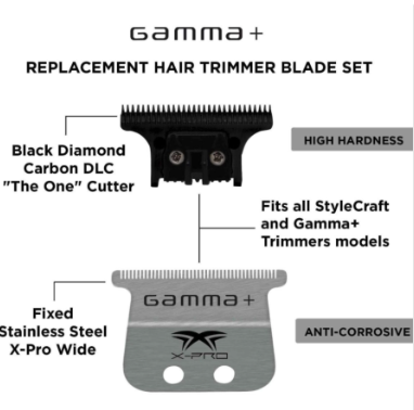 Gamma+ X-pro wide stainless steel with black diamond carbon dlc the one cutting trimmer blade set GP528SB