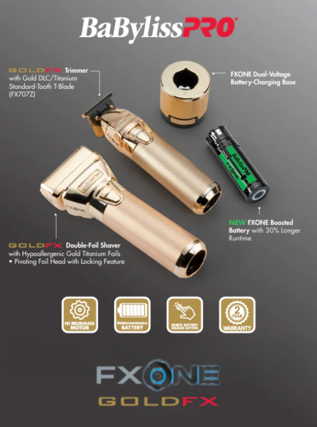 BabylissPRO FXone goldfx all-metal shaver & trimmer pre-pack