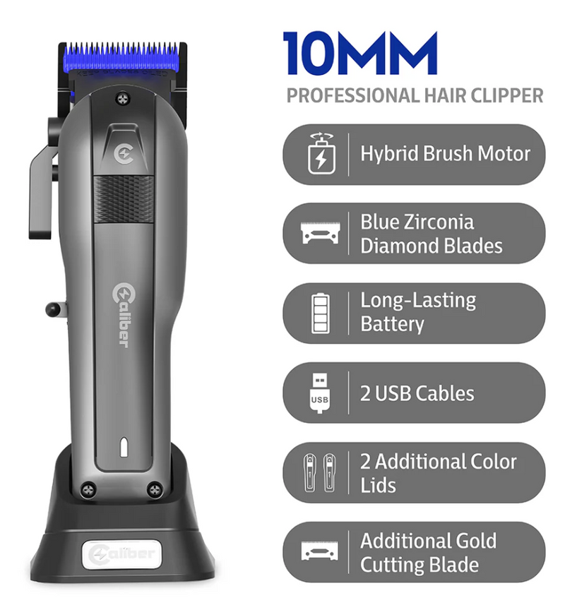 Caliber 10mm Cordless Clipper Zero-Gap Precision, and Zirconia Blades for Professional-Grade Cutting un-cl-10m-3c1
