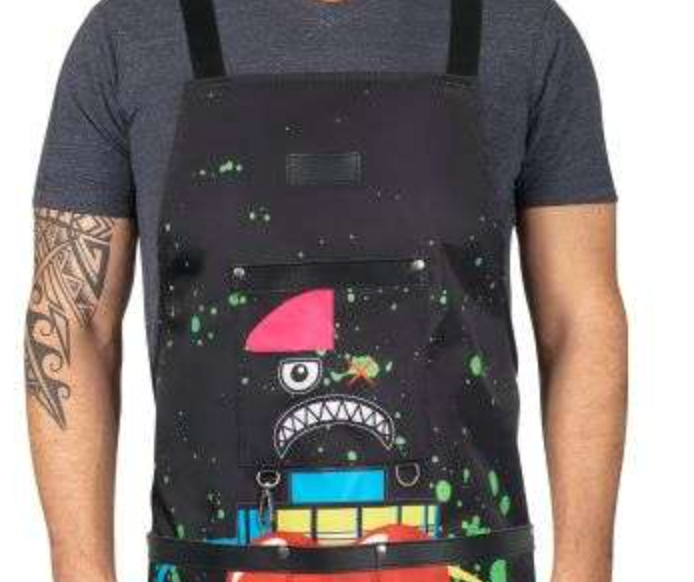 Gamma+ X Stylecraft water-repellent barber/salon apron with adjustable straps in radioactive black SC338B