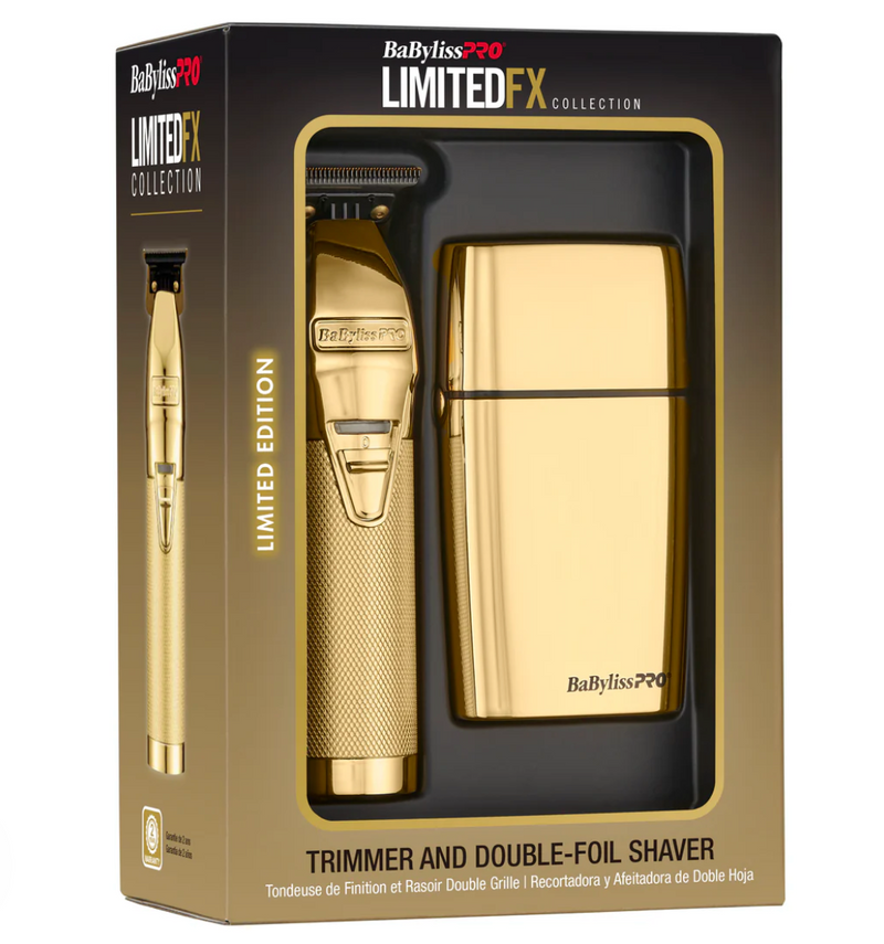 BaByliss PRO LimitedFX Gold Trimmer & Double Foil Shaver Prepack (FXDUOFS2TG)