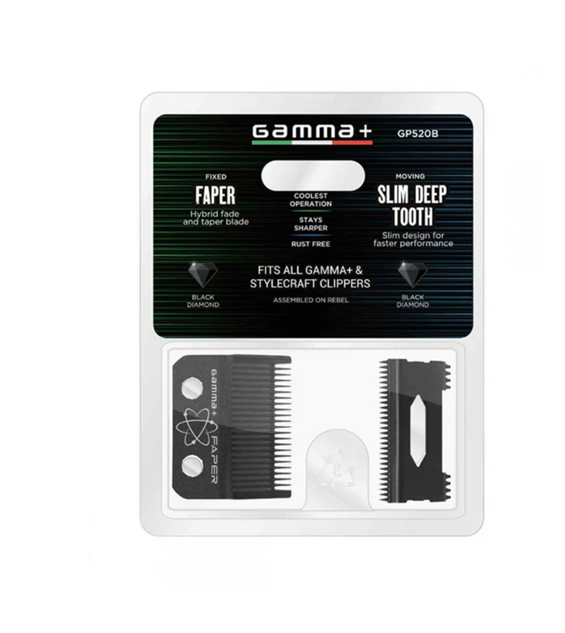 Gamma+ Replacement Fixed DLC Faper Clipper Blade with Moving Slim Tooth Cutter