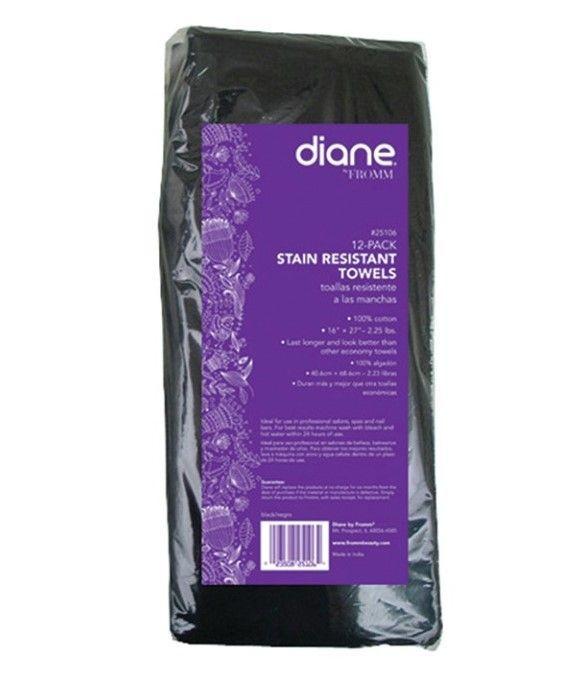 Diane Stain Resistant Black Towels 12Pack