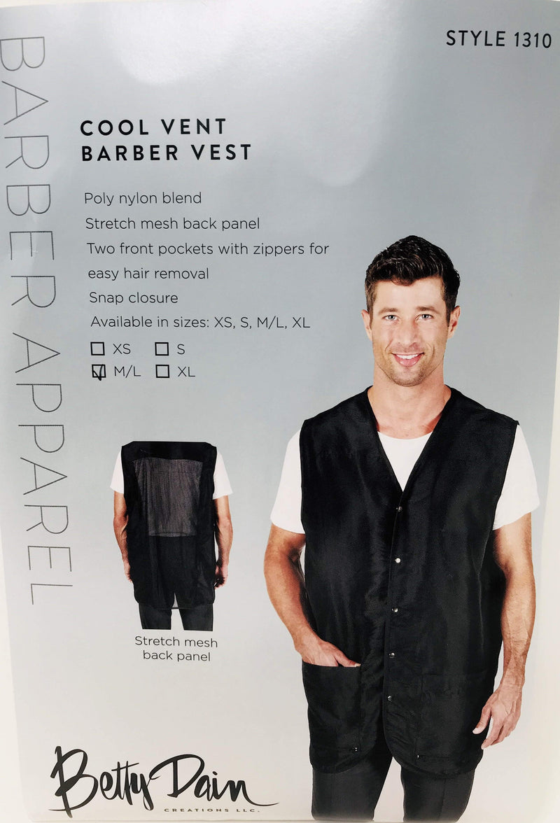 Betty Dain Cool vent Barber Vest Black-7 sizes