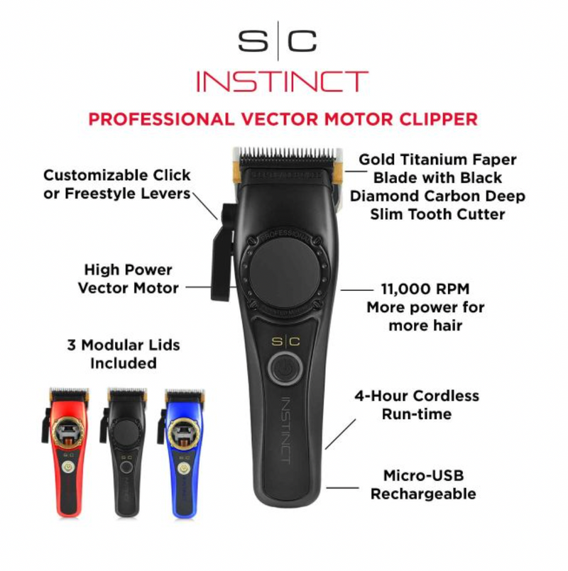 StyleCraft S|C Instinct professional Vector Motor Cordless Clipper With Torque Control